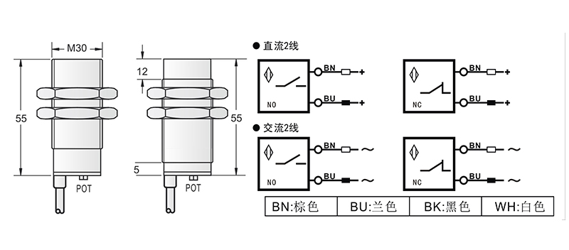 DC 2線 M30兩線電感式接近開關