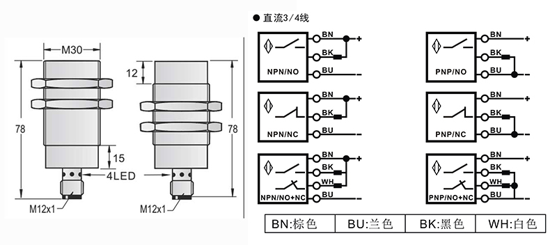 M30-M12長距離電感式接近開關接頭式