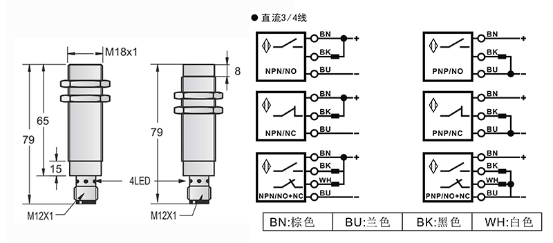 M18-M12長距離電感式接近開關接頭式